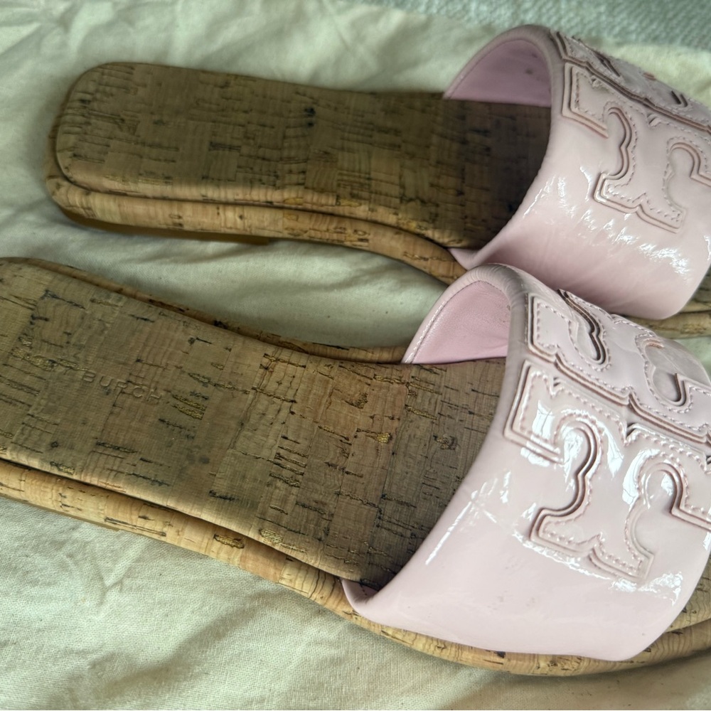 Tory Burch Light Pink Cork Slide Sandals